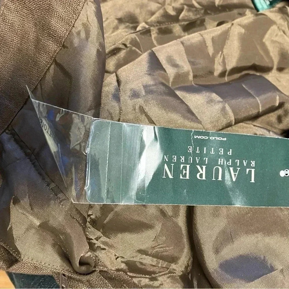 NWT Lauren Ralph Lauren petite brown  100% linen pants - Picture 4 of 5